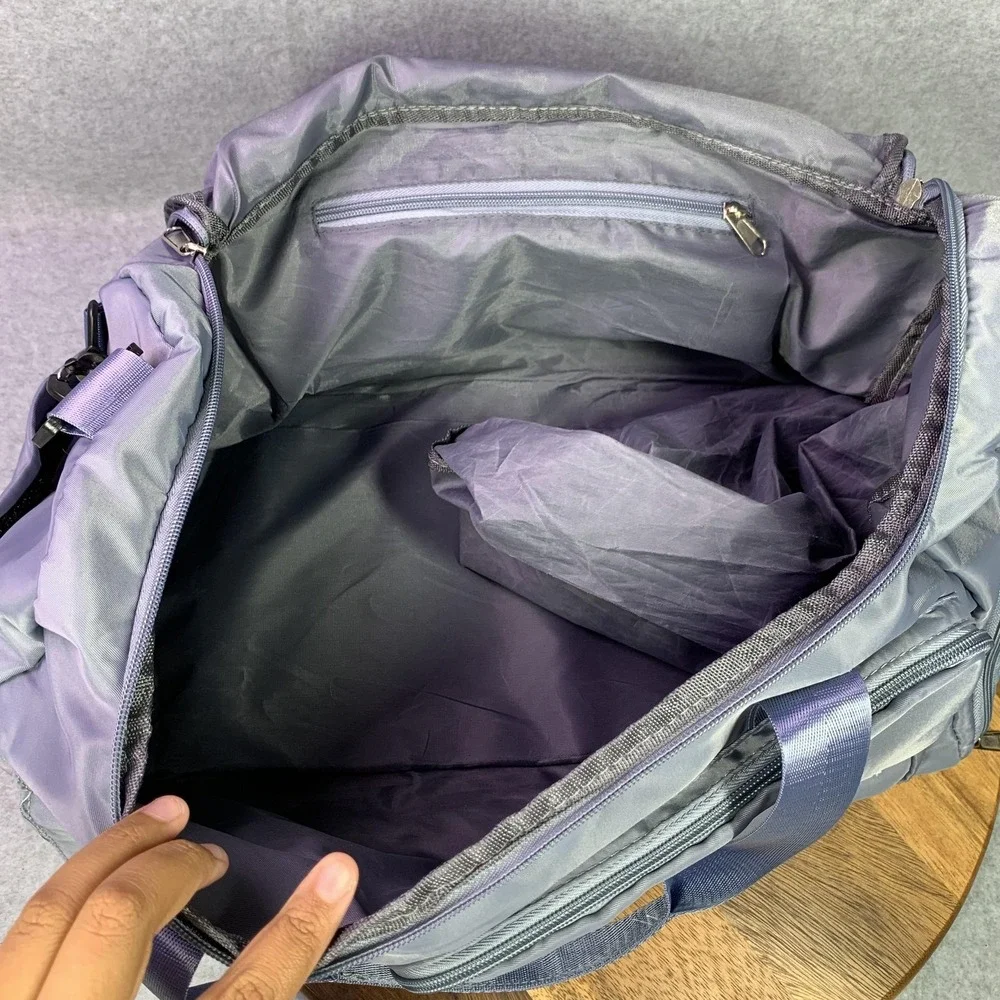 ZUOMANNI Nylon‎ Duffel Bag Gray Gym Travel Weekender Shoulder Strap Shoe Pocket